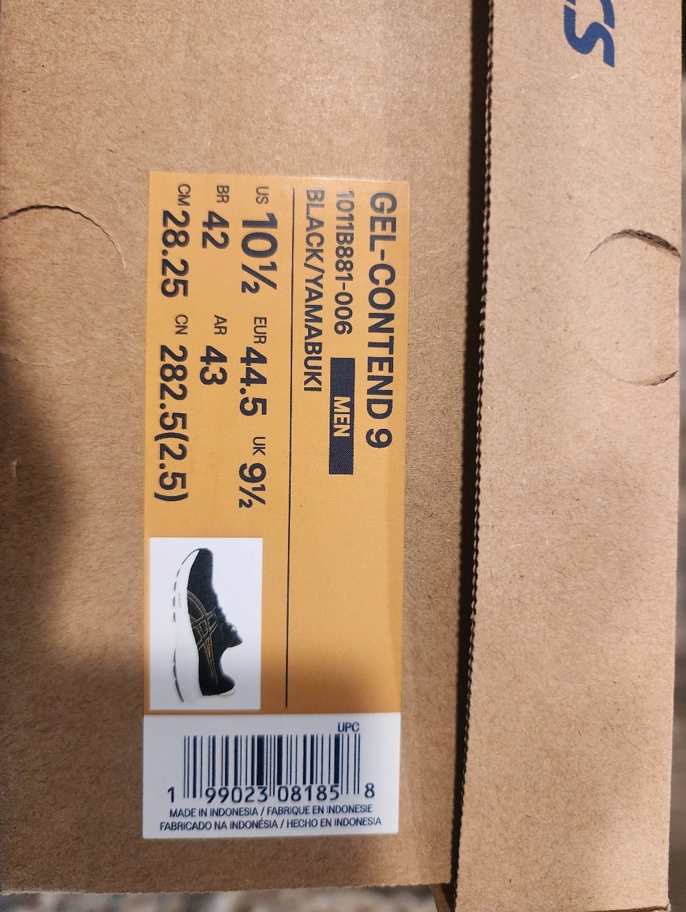 Asics Gel Contend 9 Black Running Shoes with Yellow & Blue Accents - Picture 7 of 7